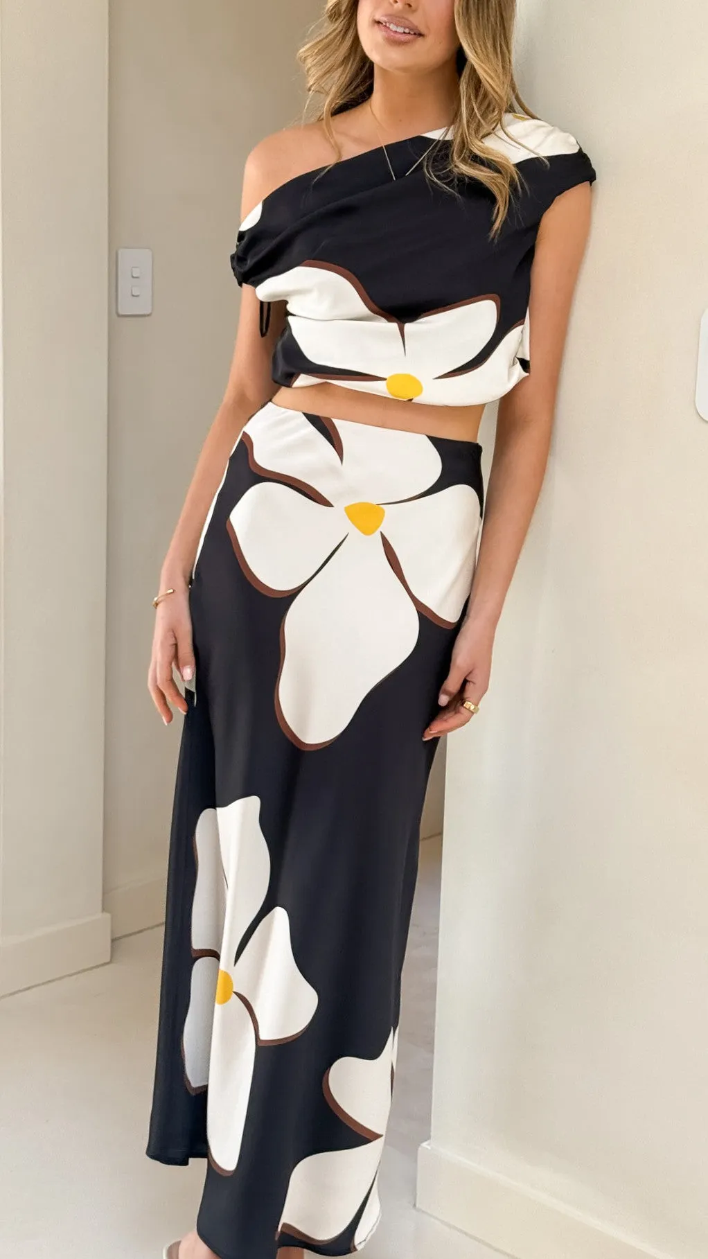 Nicole Maxi Skirt - Fiore Bianco