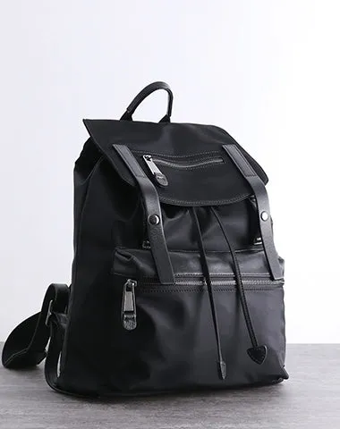 Nylon Backpack Black Womens Travel Backpack Purse Nylon Black School Rucksack for Ladies