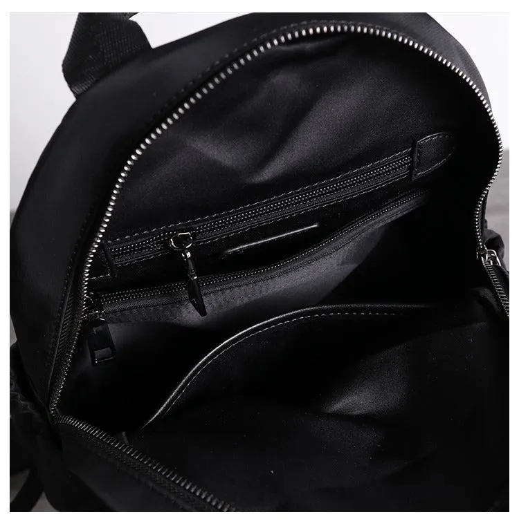 Nylon Backpacks Womens School Backpack Purse Black Nylon Leather Travel Rucksack for Ladies