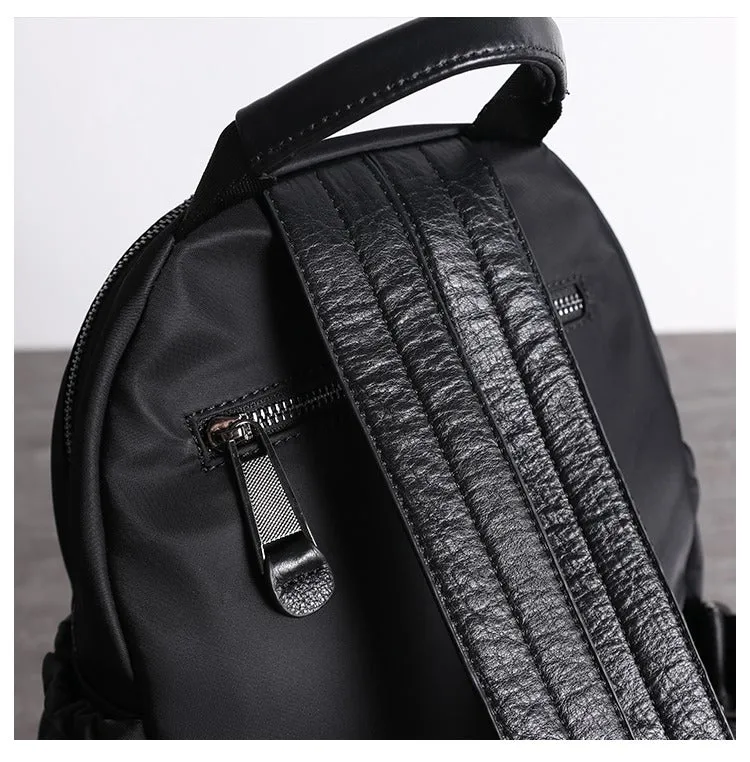 Nylon Backpacks Womens School Backpack Purse Black Nylon Leather Travel Rucksack for Ladies