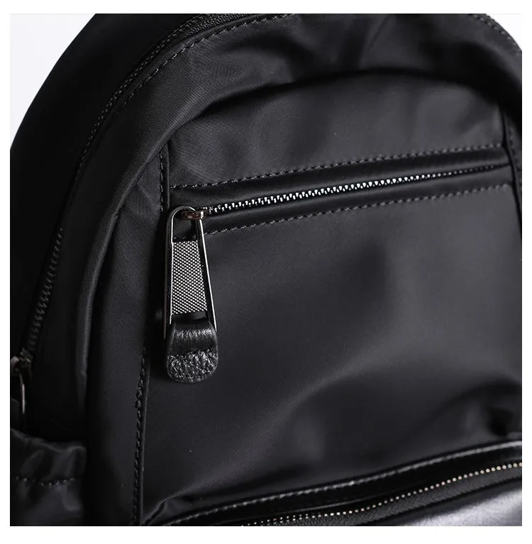 Nylon Backpacks Womens School Backpack Purse Black Nylon Leather Travel Rucksack for Ladies