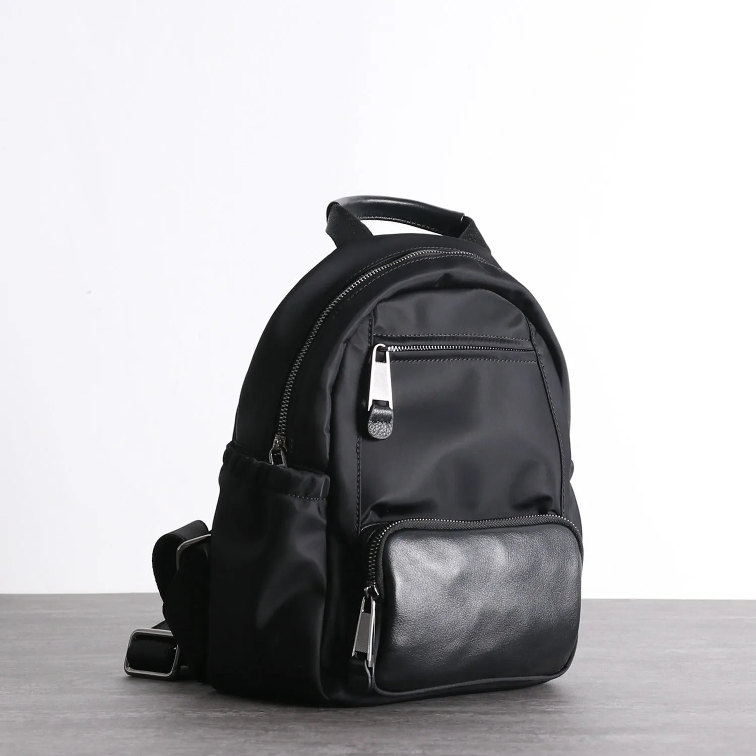 Nylon Backpacks Womens School Backpack Purse Black Nylon Leather Travel Rucksack for Ladies