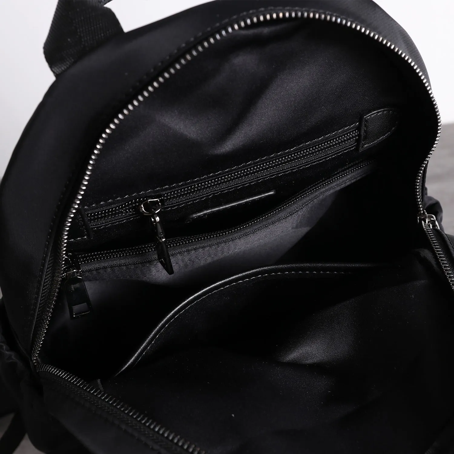 Nylon Backpacks Womens School Backpack Purse Black Nylon Leather Travel Rucksack for Ladies