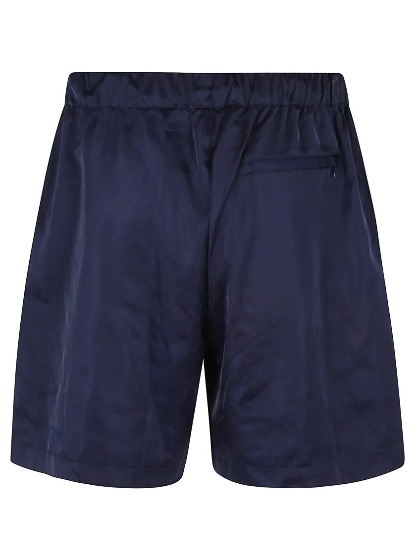 Nylon Pleated Track Shorts