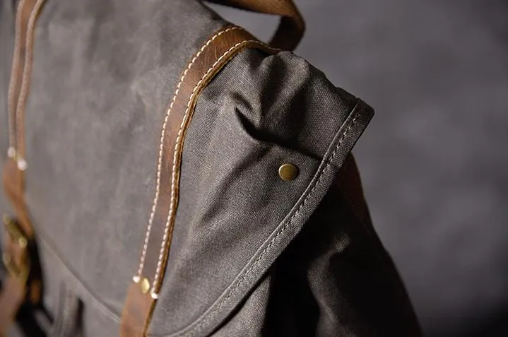 Oil Wax Canvas Mens Cool Backpack Large Canvas Travel Backpack Hiking Backpack for Men