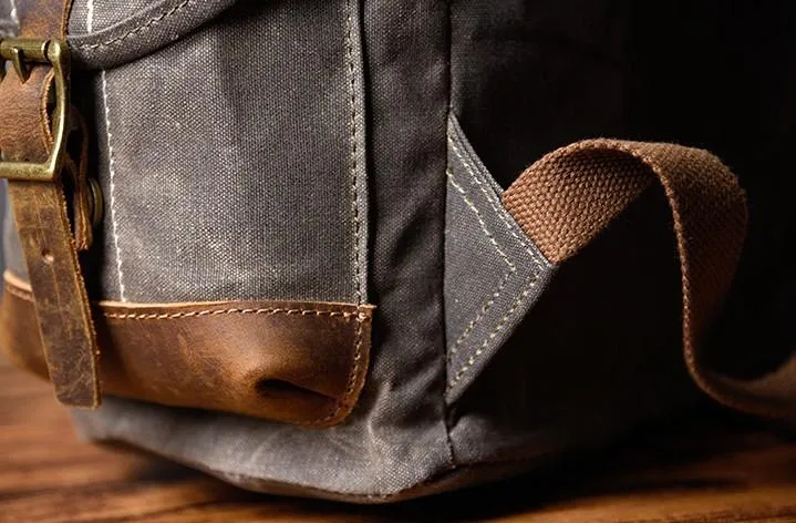 Oil Wax Canvas Mens Cool Backpack Large Canvas Travel Backpack Hiking Backpack for Men