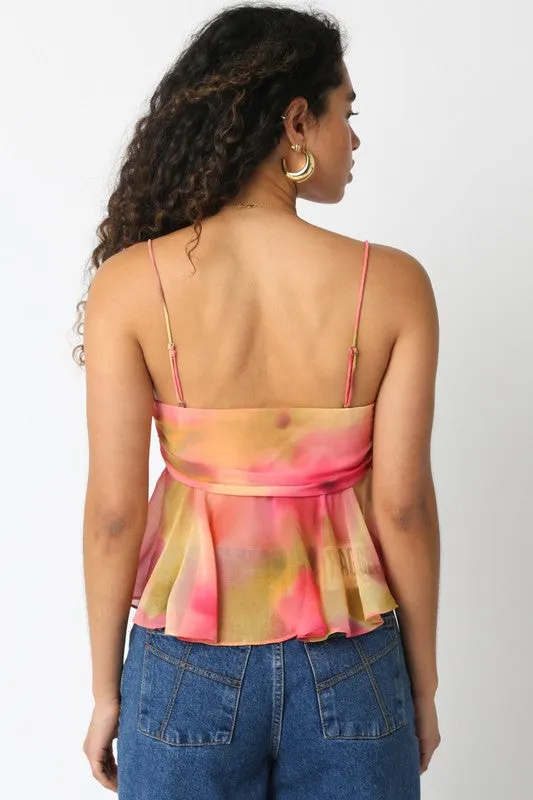 Oriana Coral Flounce Top