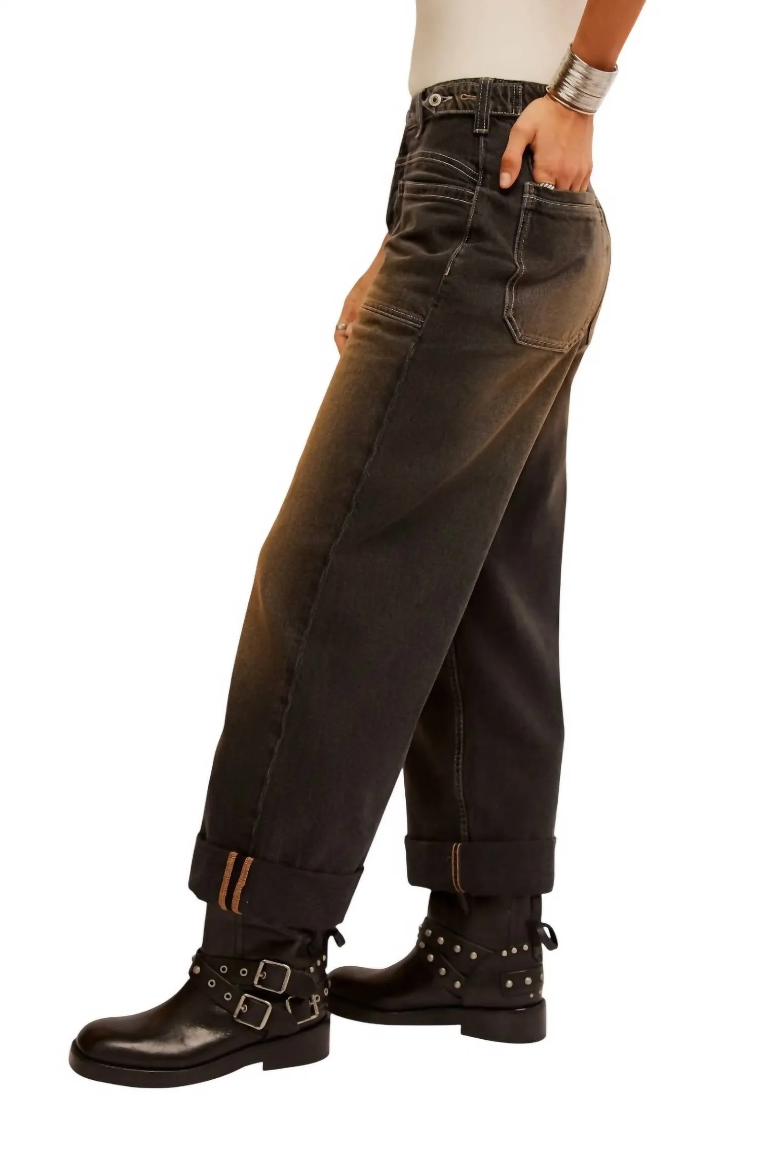 Palmer Cuffed Jeans In Chalkboard