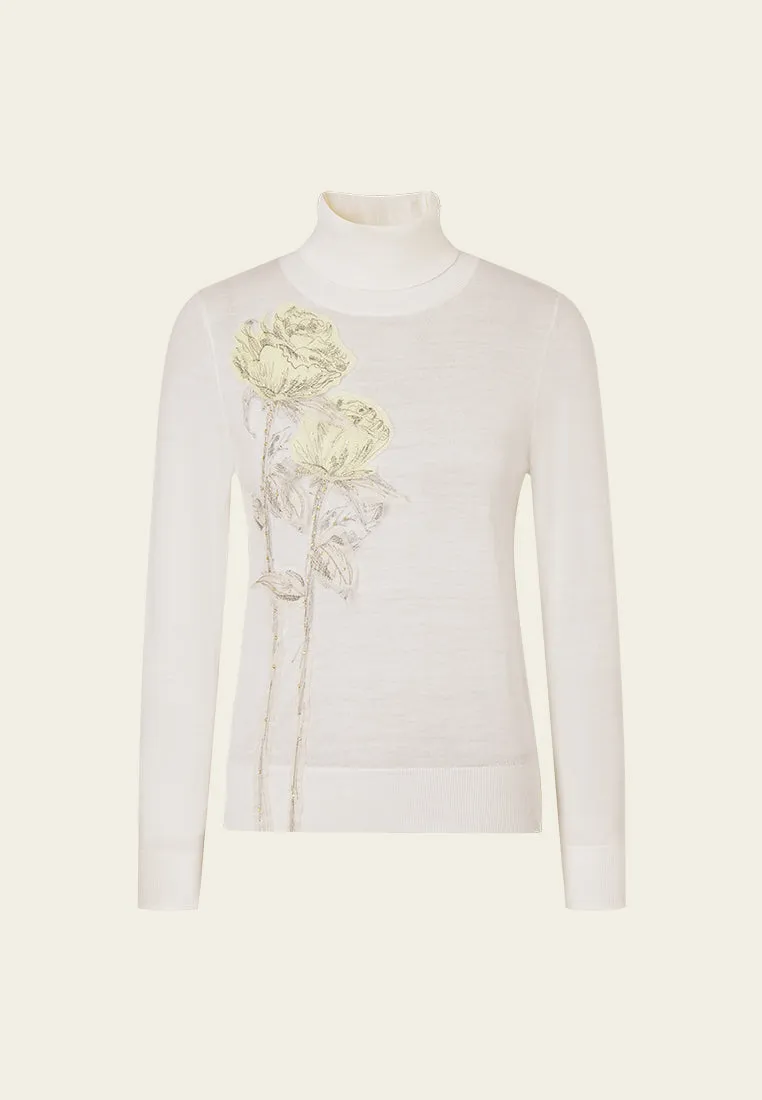 Patchwork-detail Turtle Neck Pullover