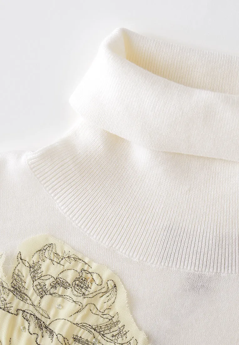 Patchwork-detail Turtle Neck Pullover