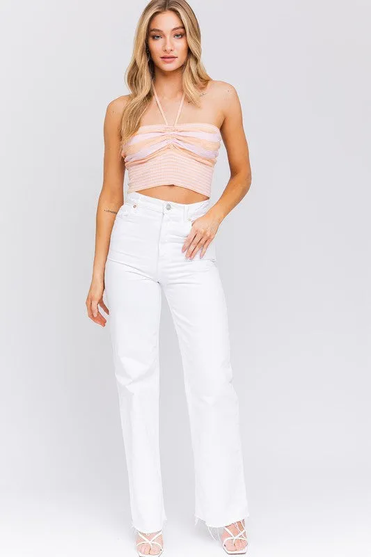 Peaches & Cream Halter Knit Crop Top