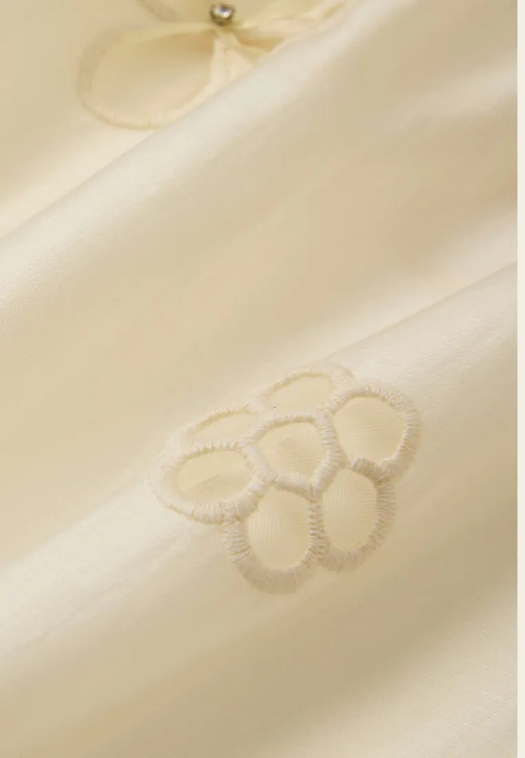 Perforated-detailing Embellished Cotton Blouse