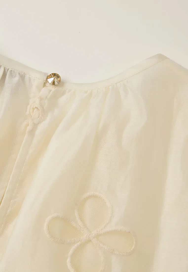 Perforated-detailing Embellished Cotton Blouse