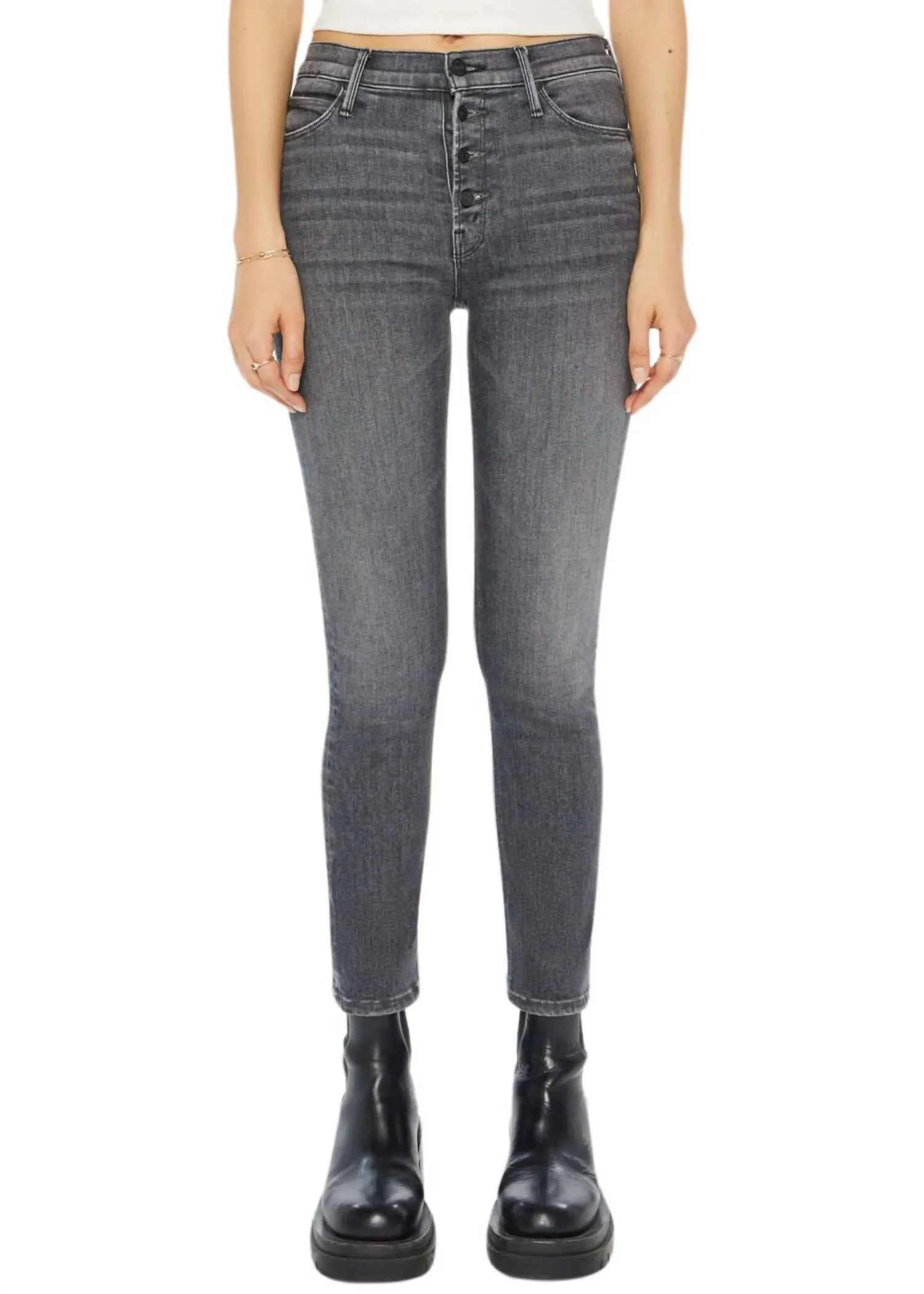 Pixie Mid Rise Dazzler Ankle Jean In Up In Smoke