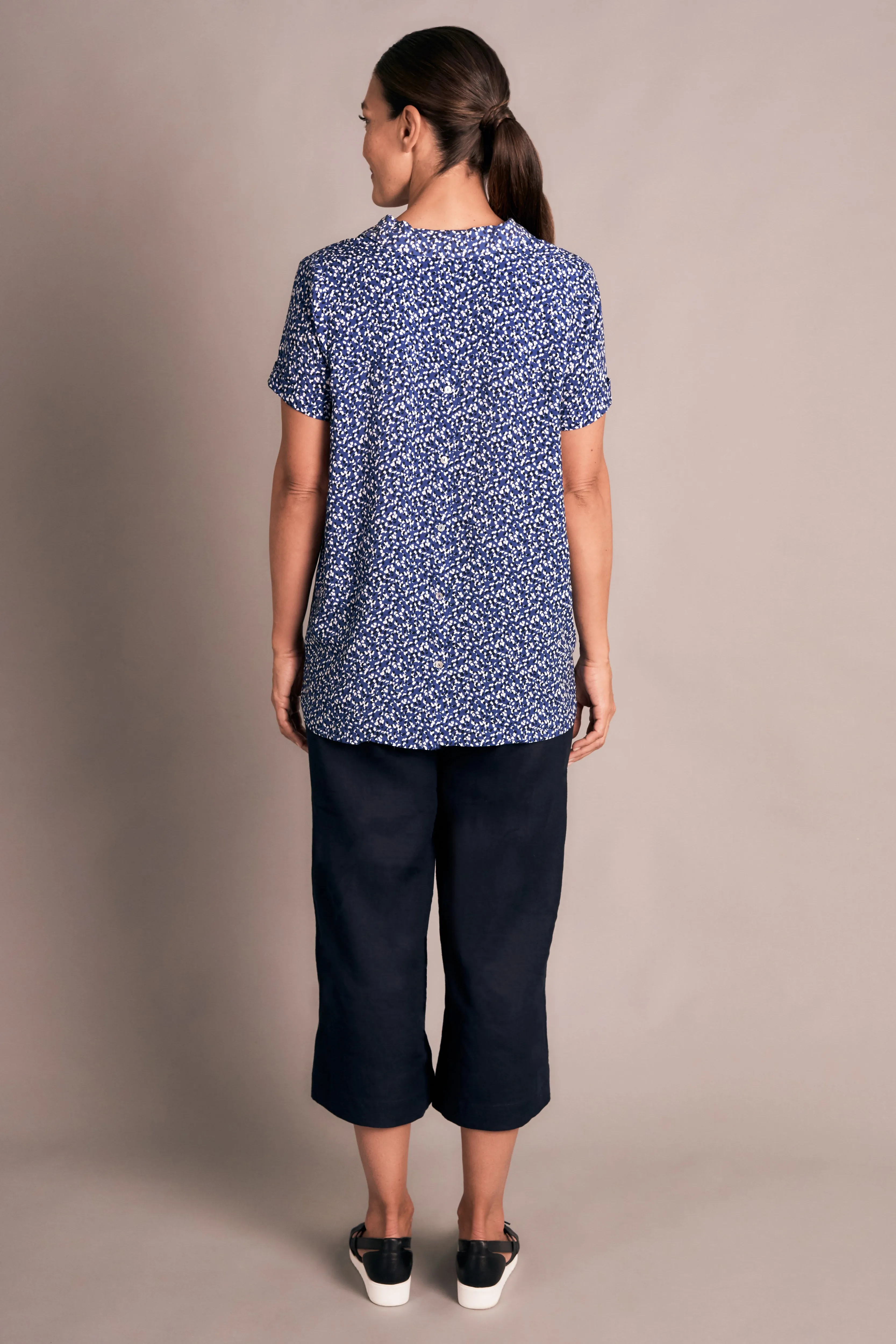 Pleat Front Top - Abstract Spot Print