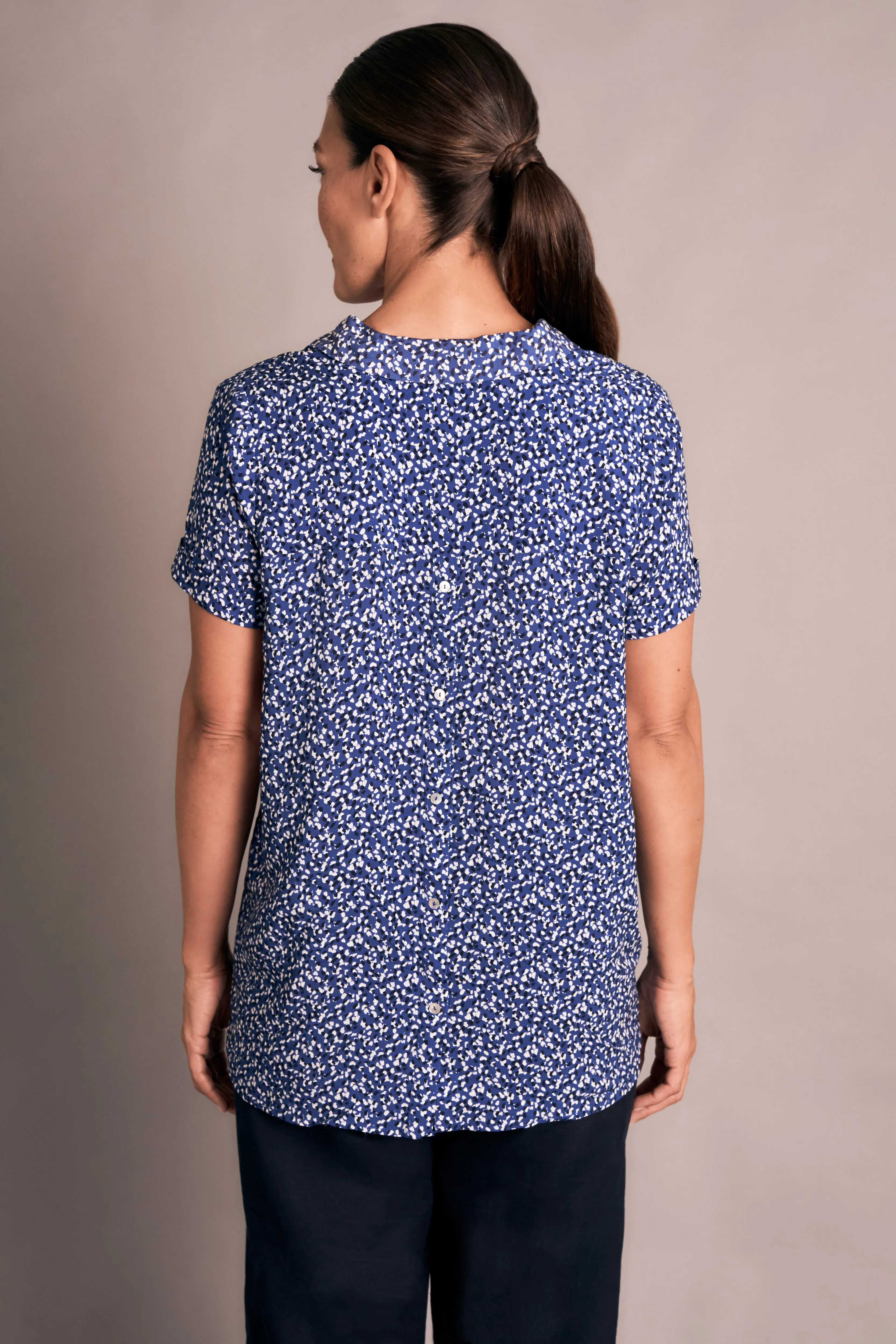 Pleat Front Top - Abstract Spot Print
