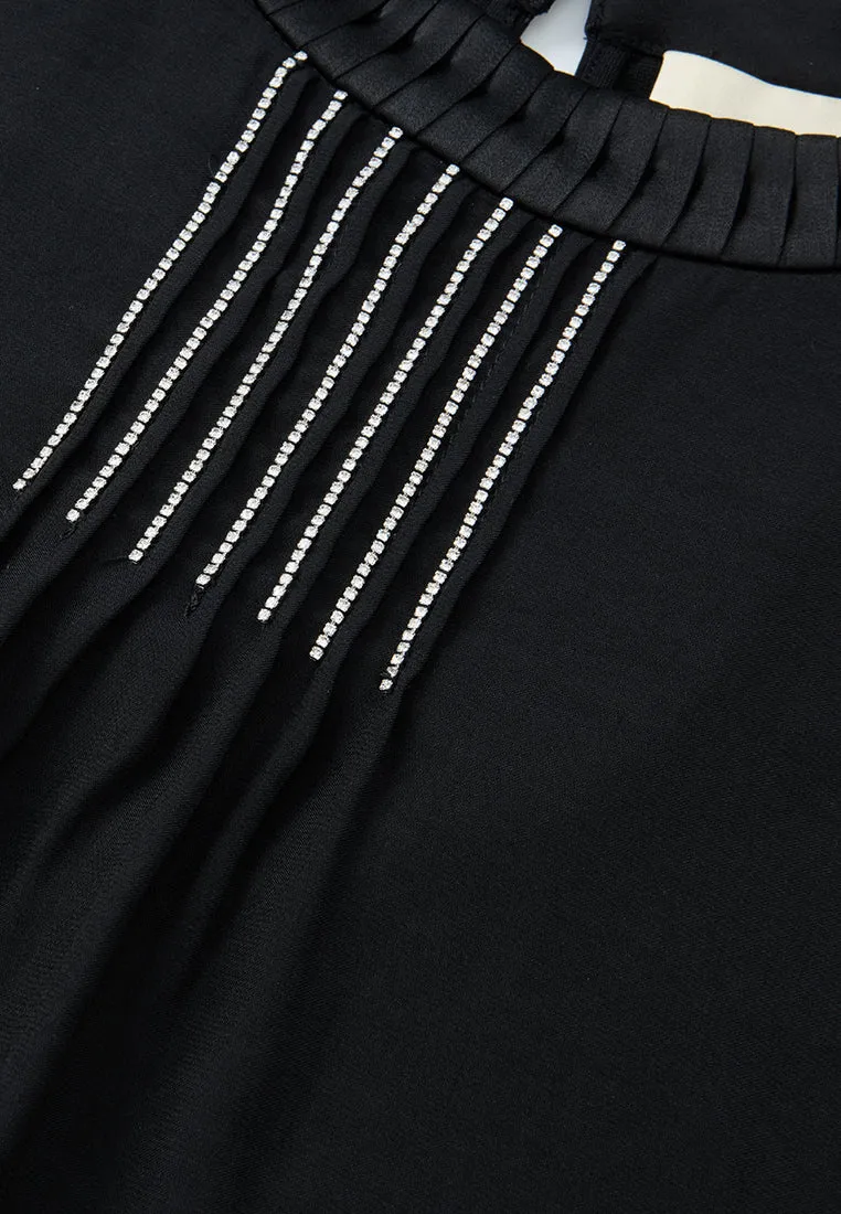 Pleated-detail Crystal-trim Sleeveless Top