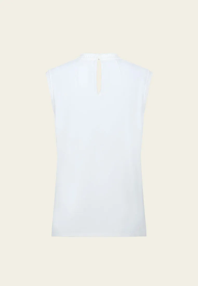 Pleated-detail Crystal-trim Sleeveless Top