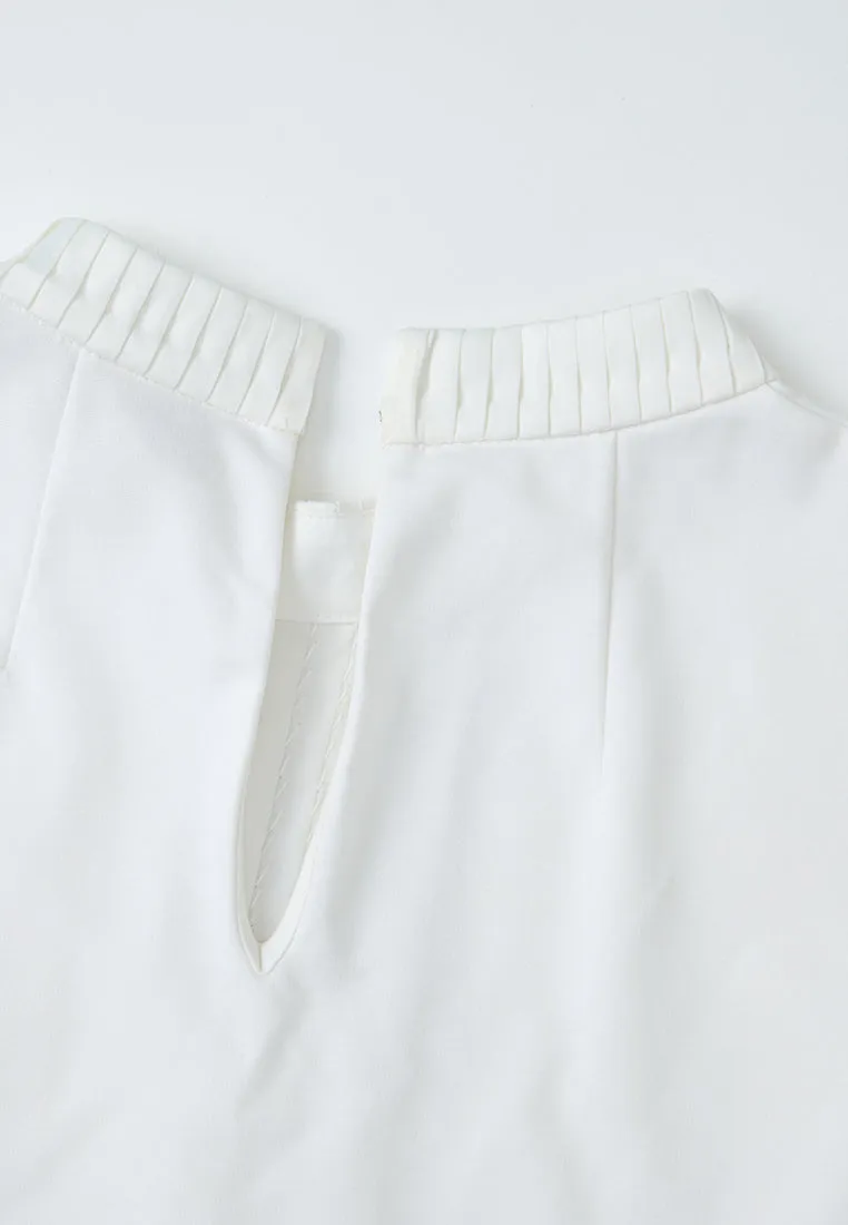 Pleated-detail Crystal-trim Sleeveless Top