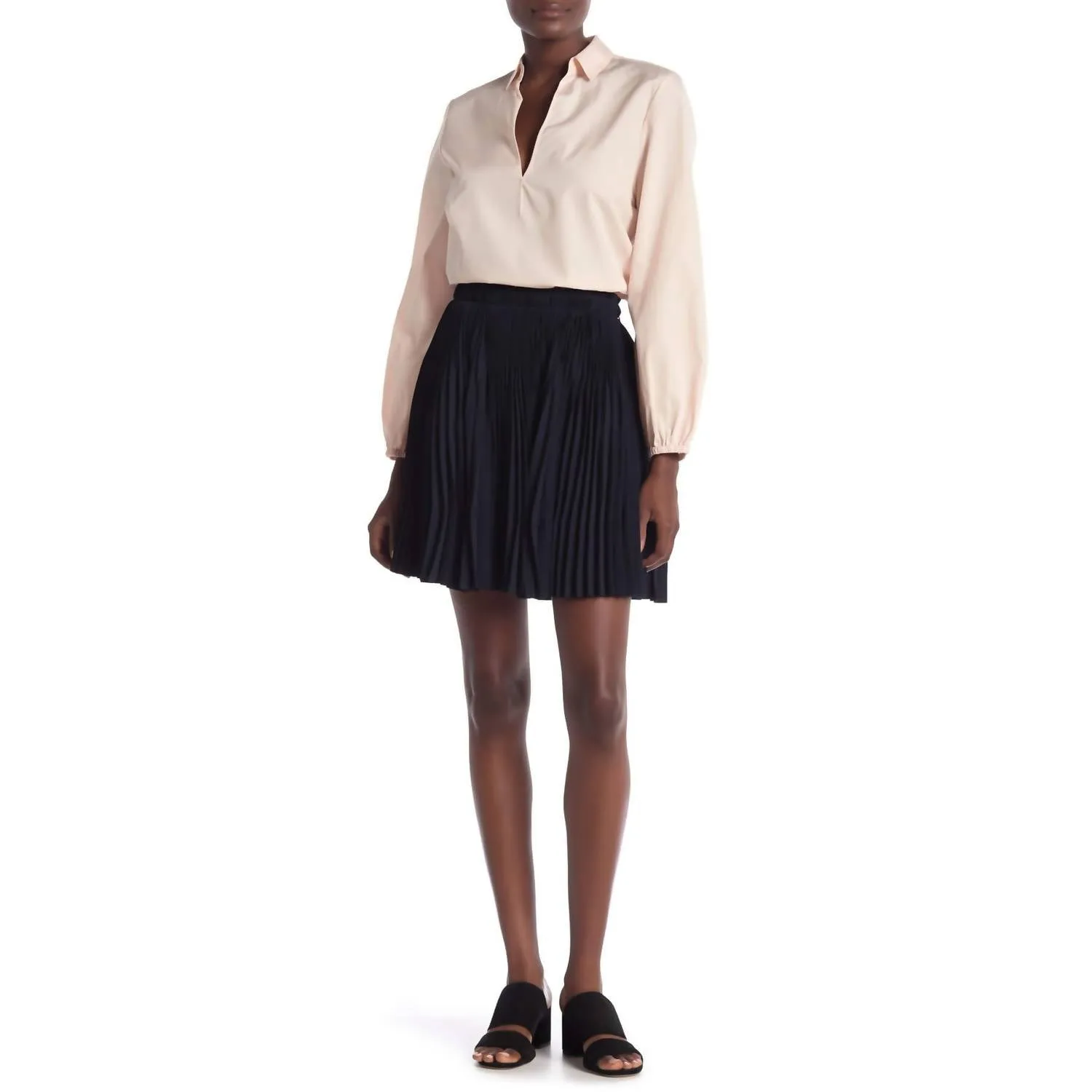 Pleated Mini Skirt In Navy