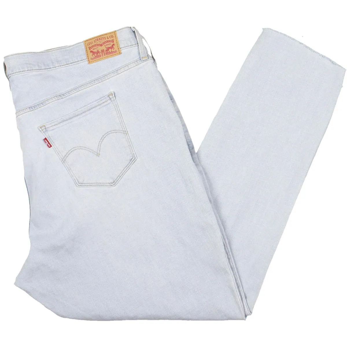 Plus Womens Denim Raw Hem Slim Jeans