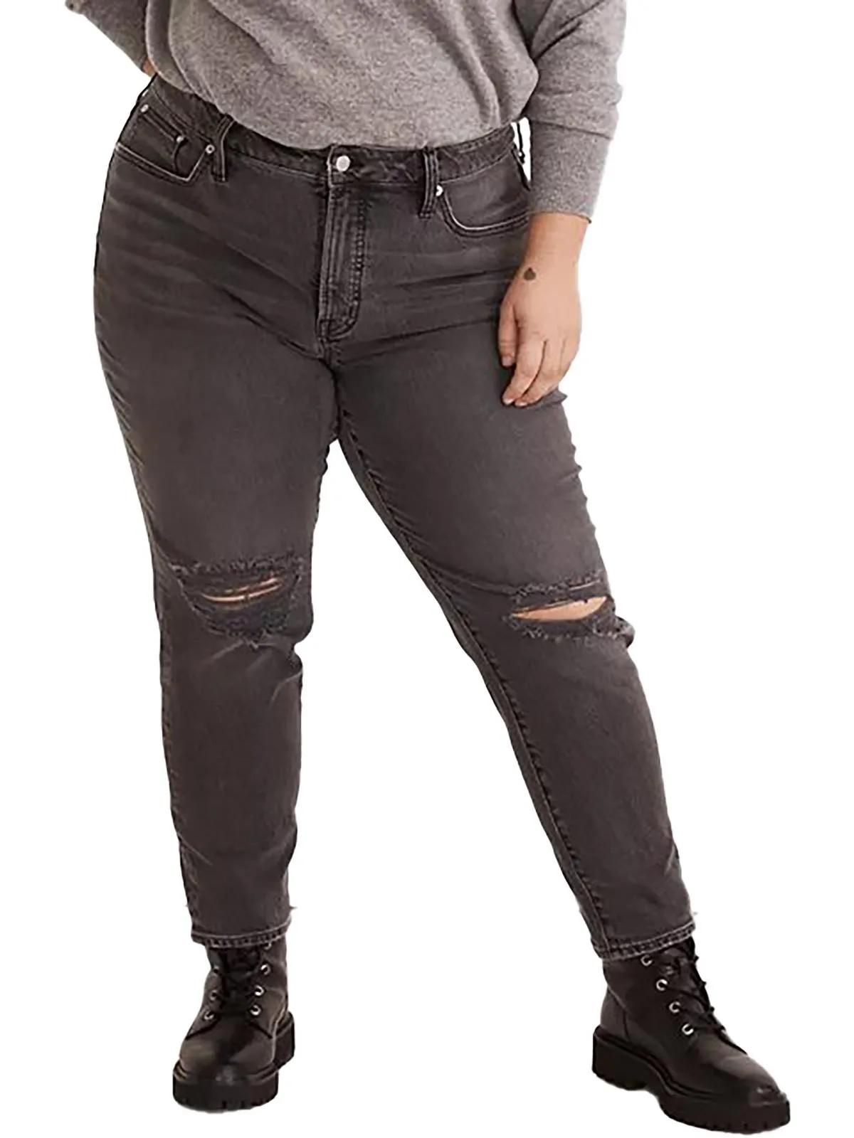 Plus Womens High-Rise Destroyed Skinny Jeans