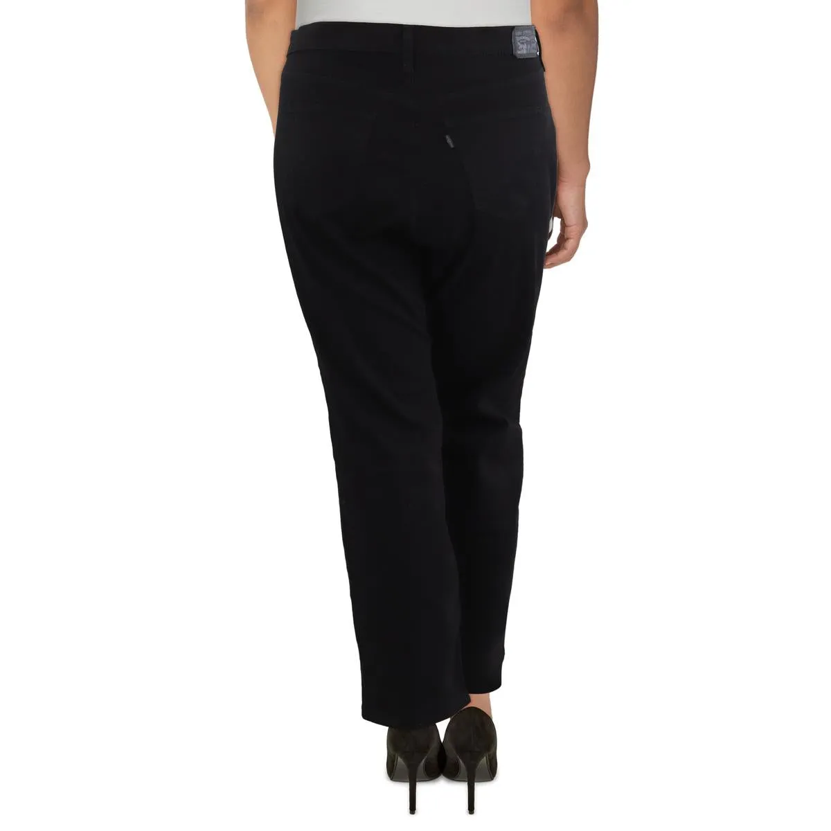 Plus Womens Solid Denim Straight Leg Jeans