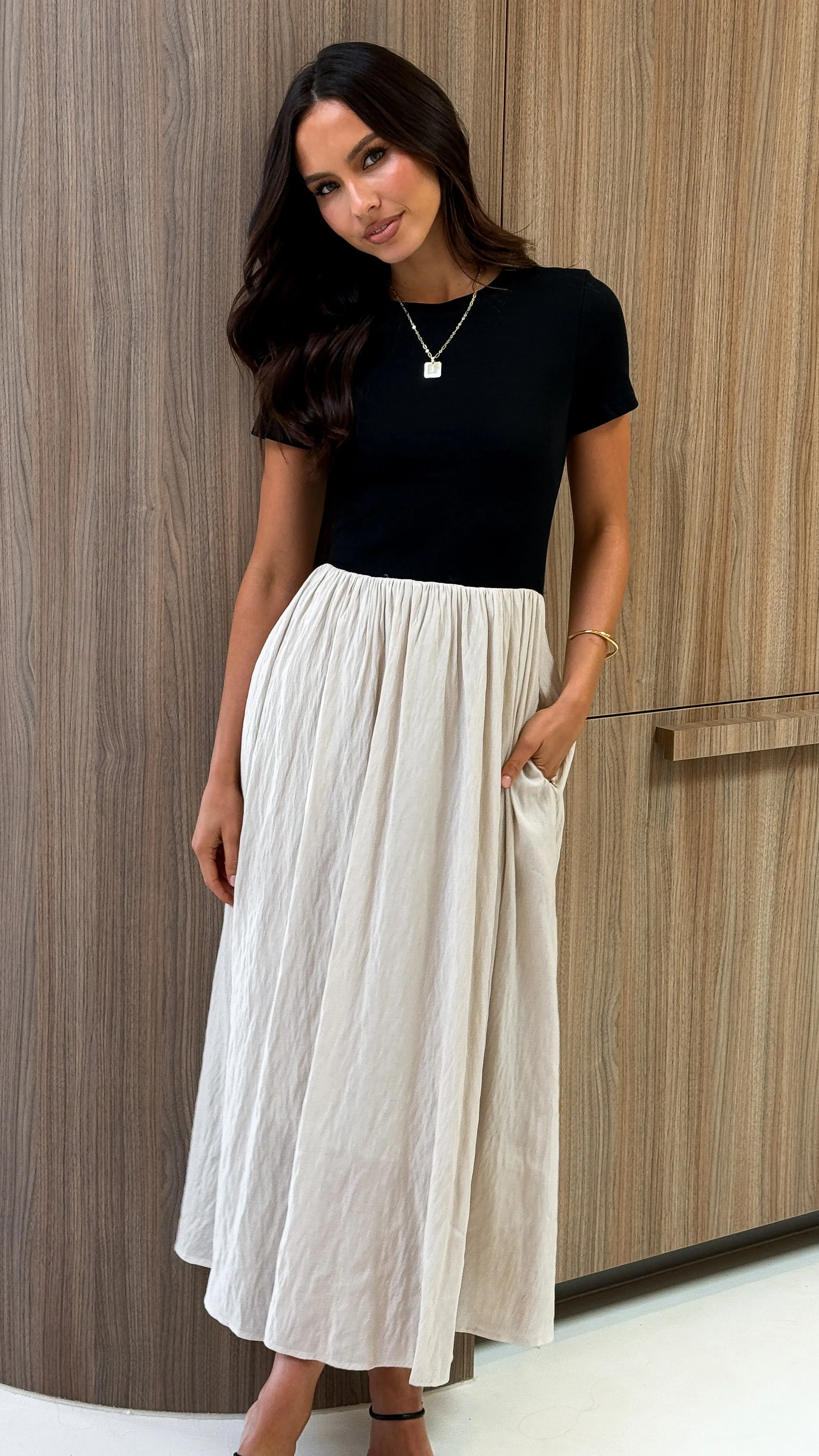 Portia Maxi Dress - Black / Cream