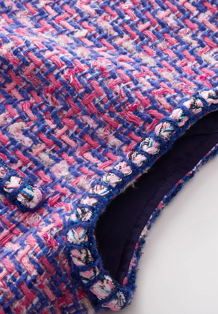 Primary Color Illusion Chunky Woven Tweed Vest