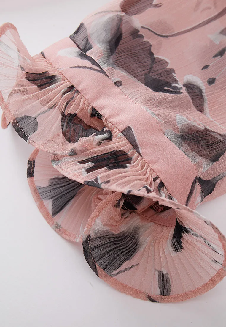 Printed Ruffled Chiffon Blouse