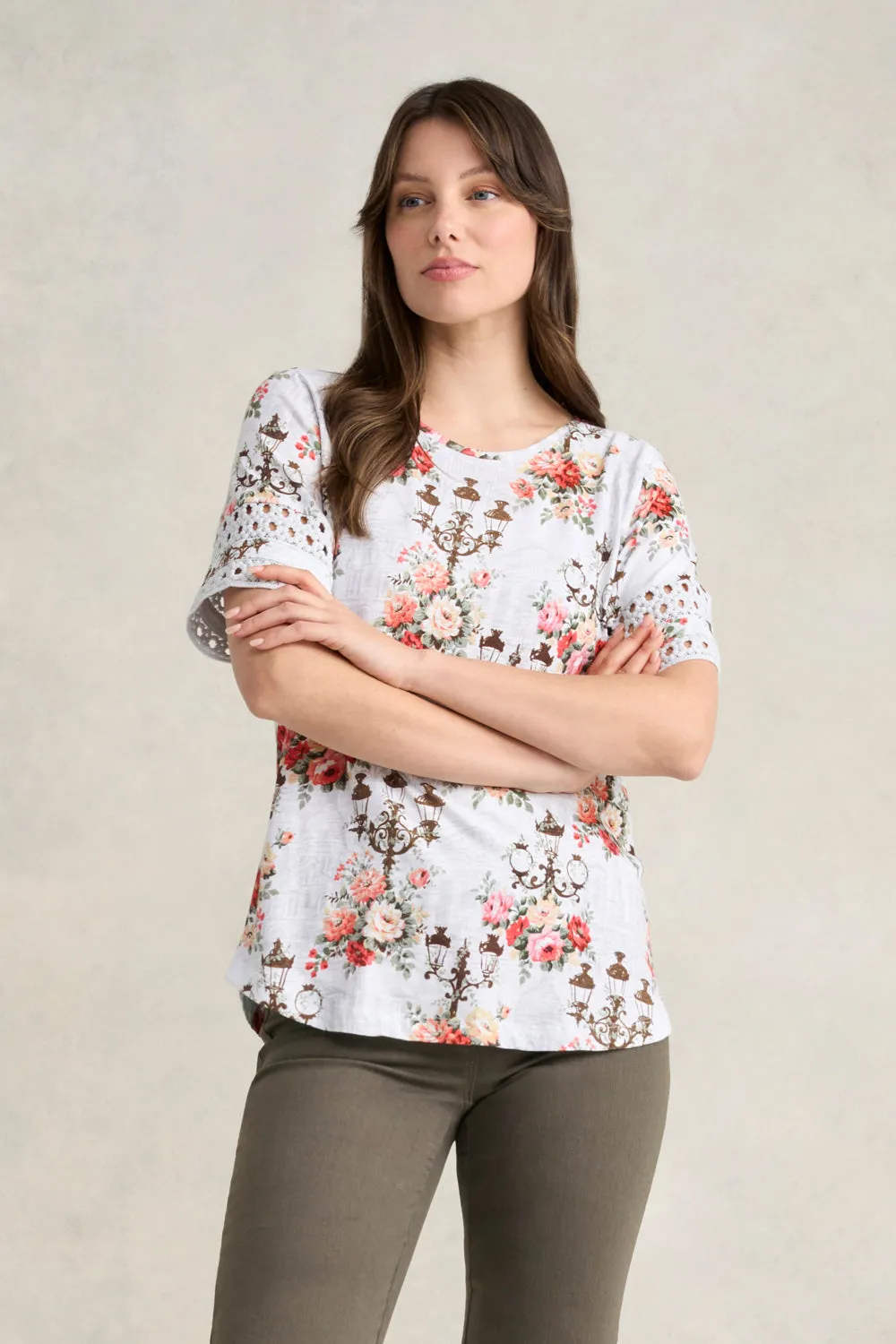 Printed Trim Sleeve T-Shirt - City of Lights