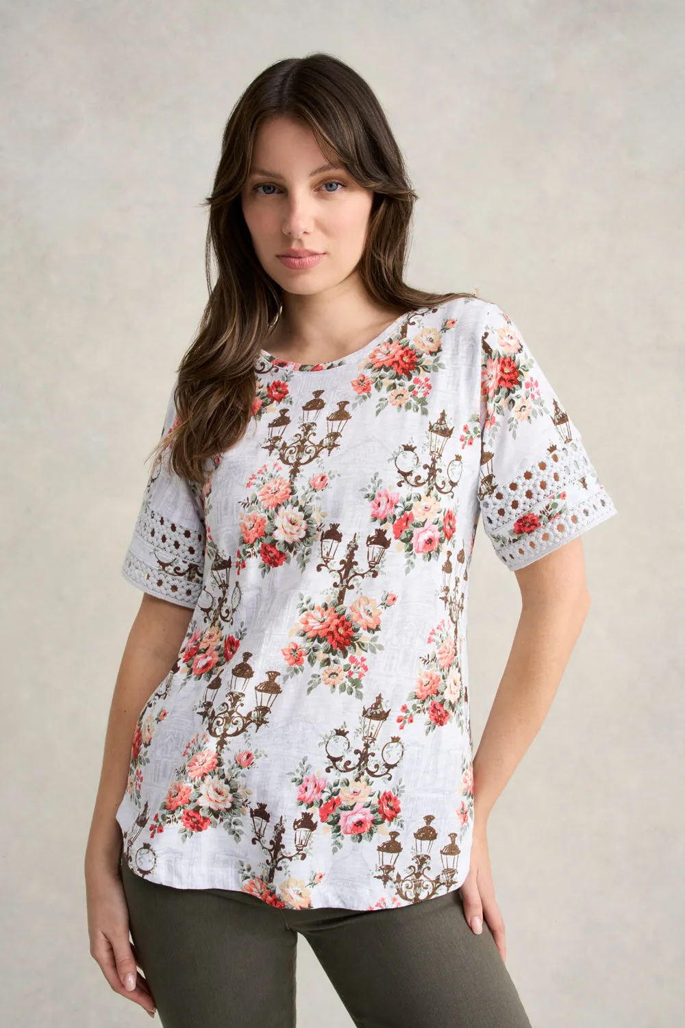 Printed Trim Sleeve T-Shirt - City of Lights