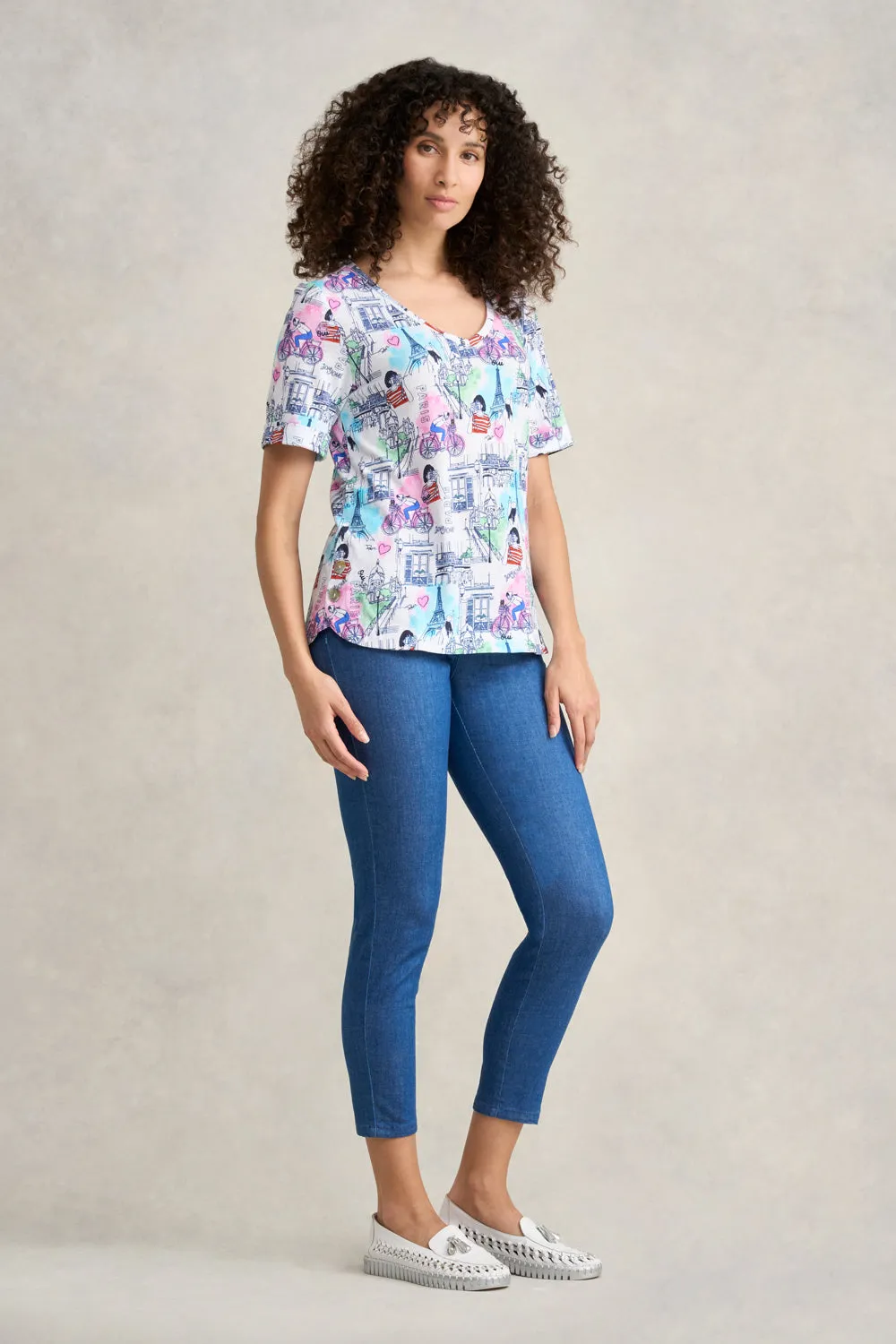Printed V-Neck T-Shirt - Streets of Paris