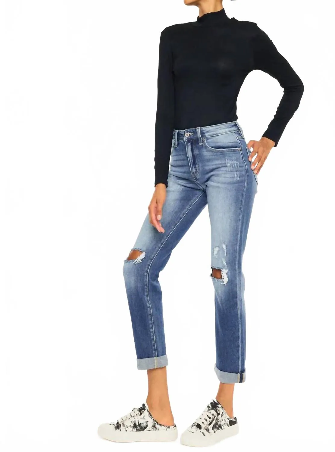 Raven Ultra High Rise Slim Straight Leg Jeans In Medium