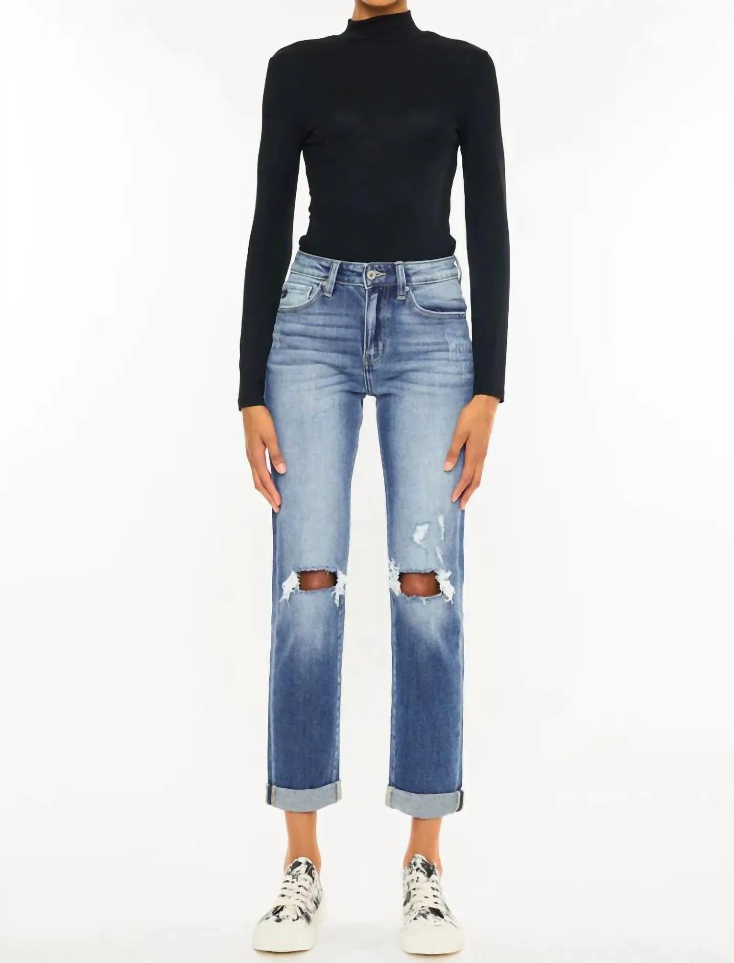 Raven Ultra High Rise Slim Straight Leg Jeans In Medium