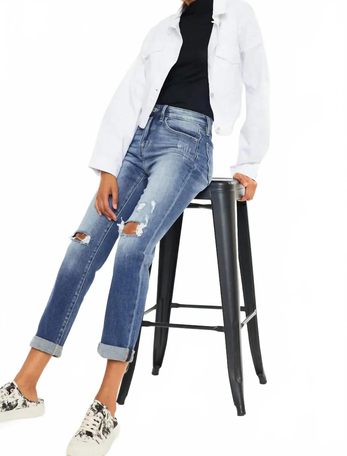 Raven Ultra High Rise Slim Straight Leg Jeans In Medium