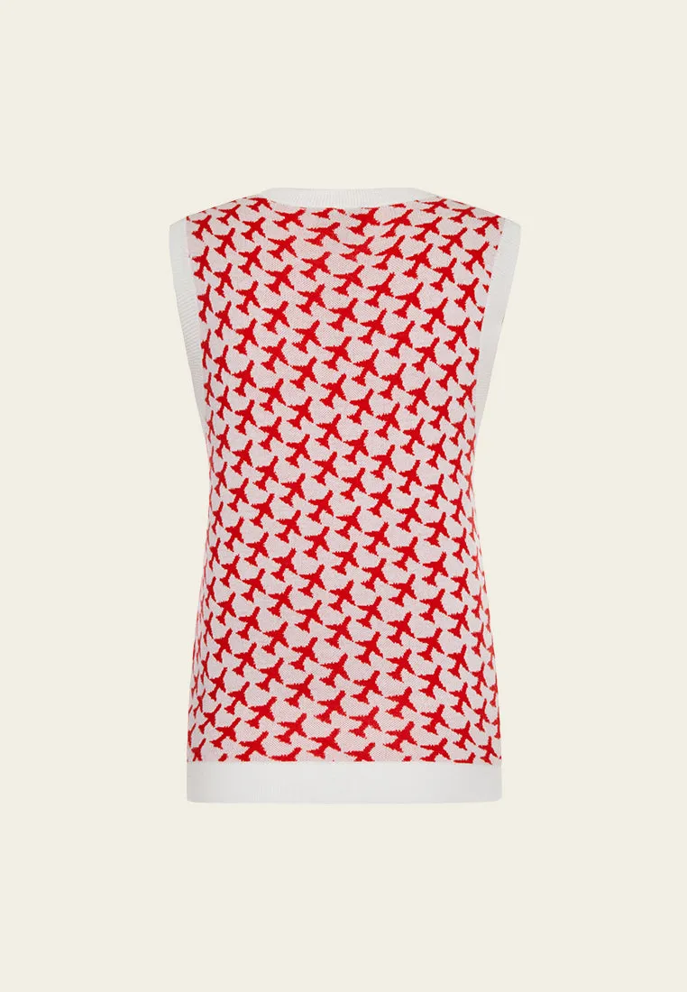 Red Patterned Knit Vest