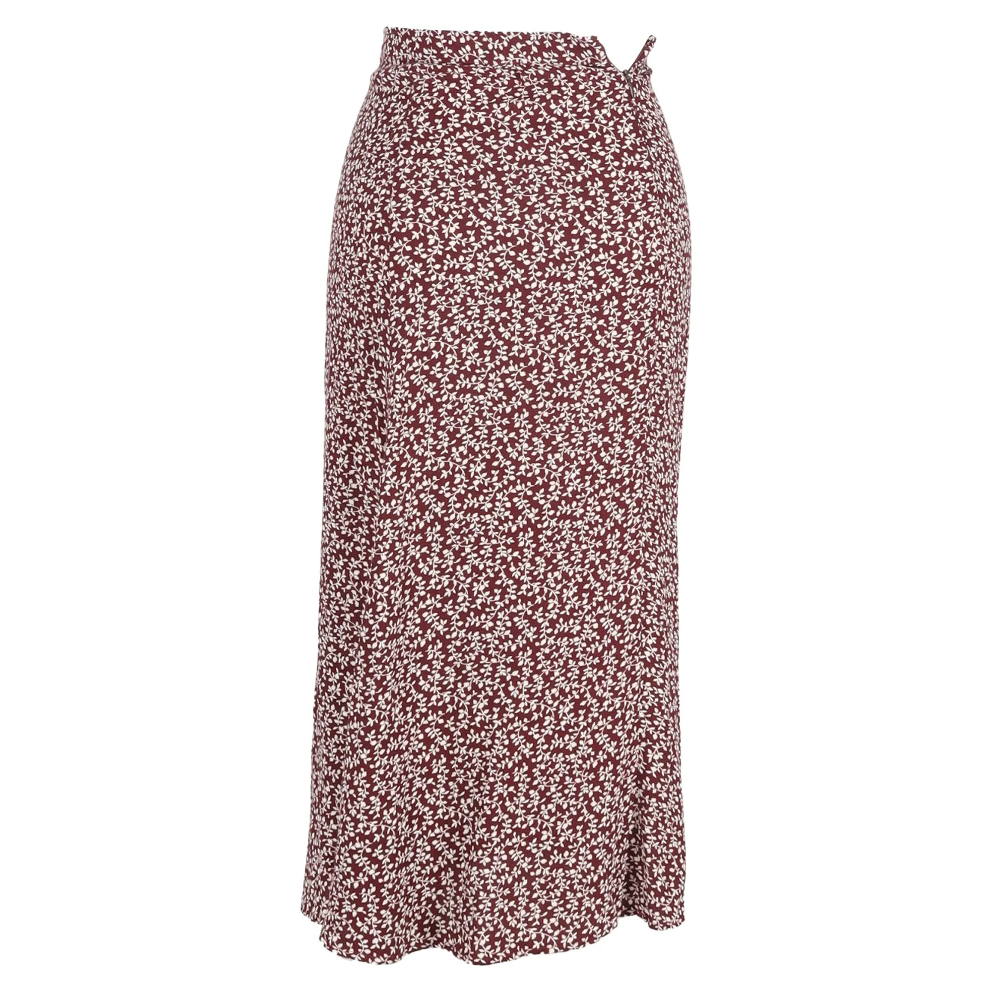 Reformation Floral Printed Midi Skirt in Maroon Viscose