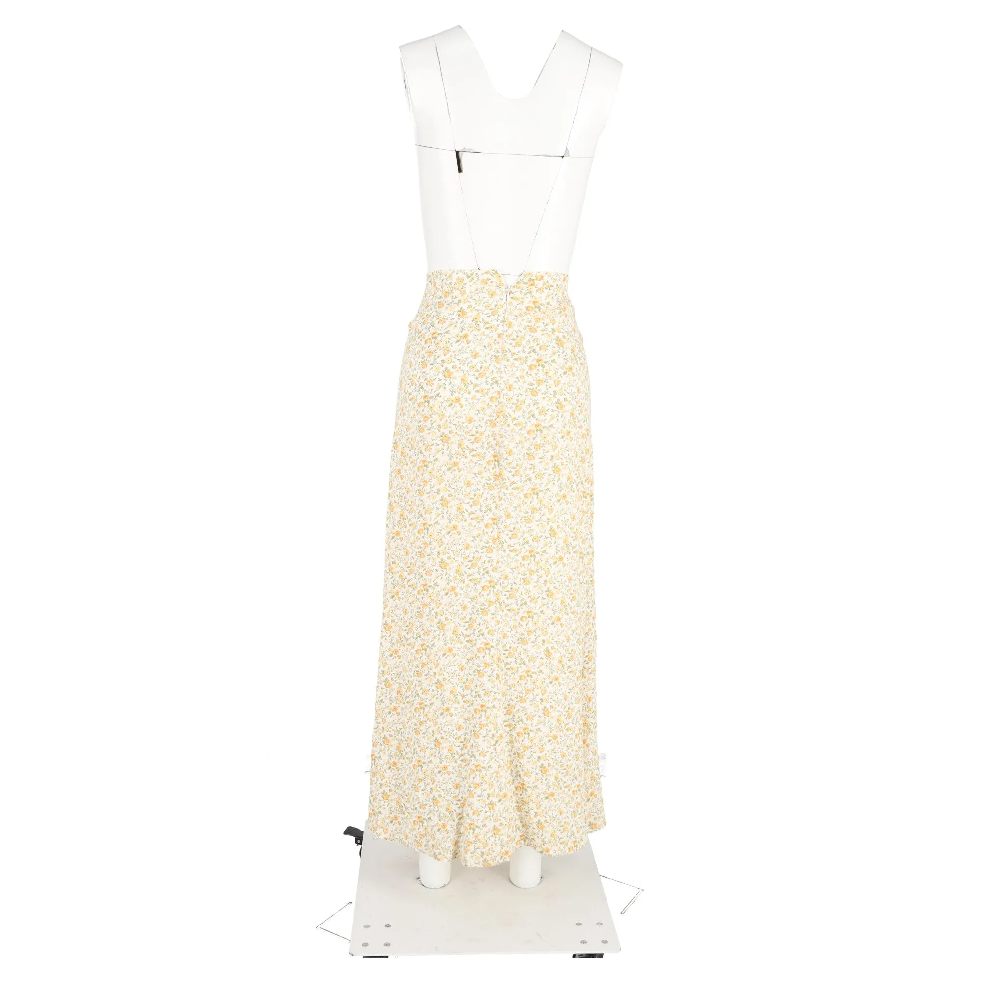Reformation Floral Printed Midi Skirt in Yellow Viscose