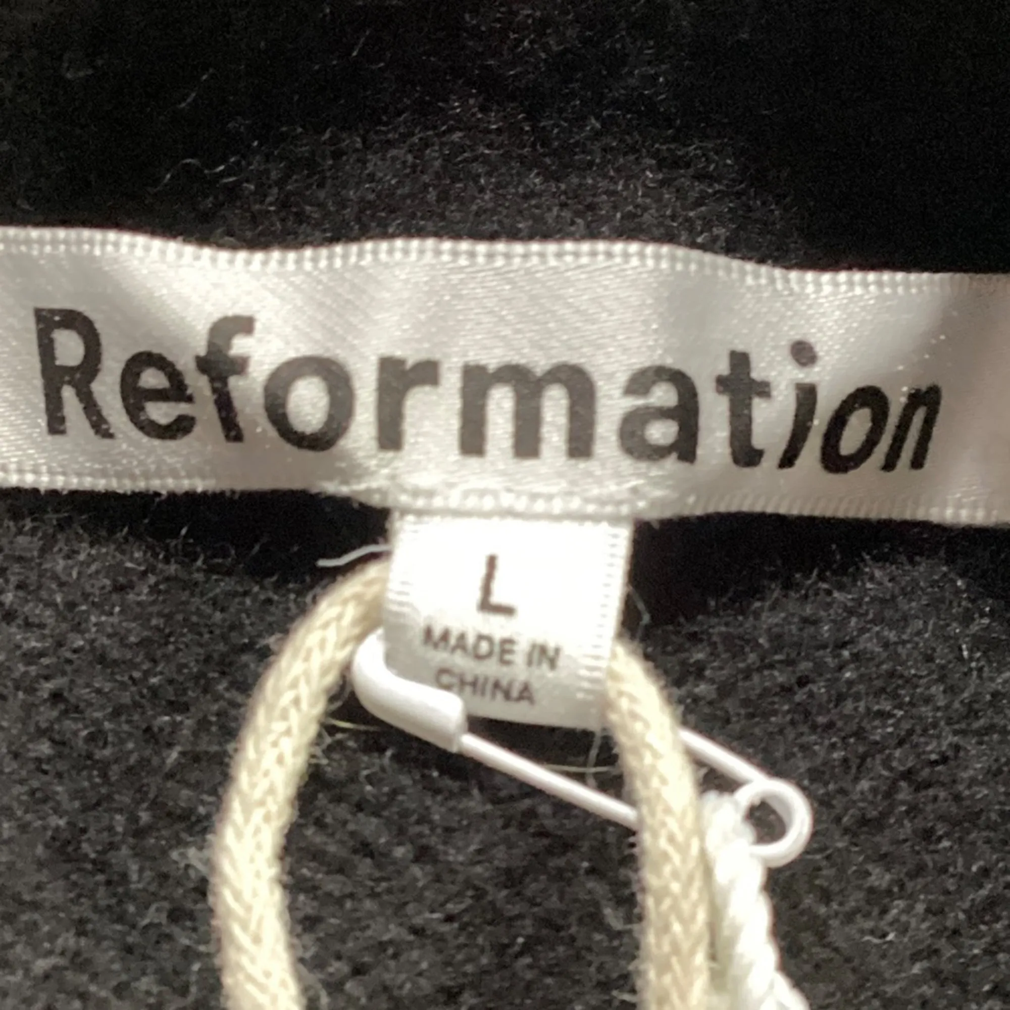 Reformation High-Rise Midi Skirt in Black Wool