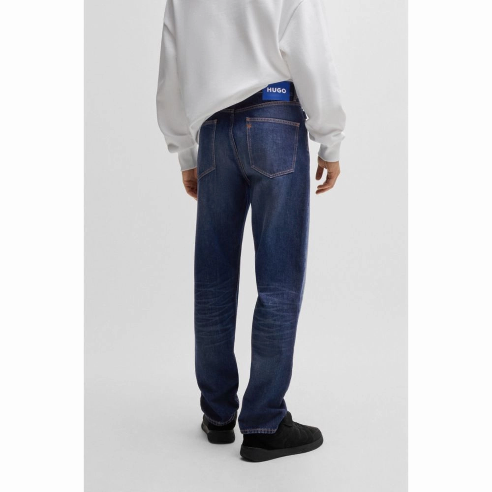 Regular-fit jeans in dark-blue stonewashed denim