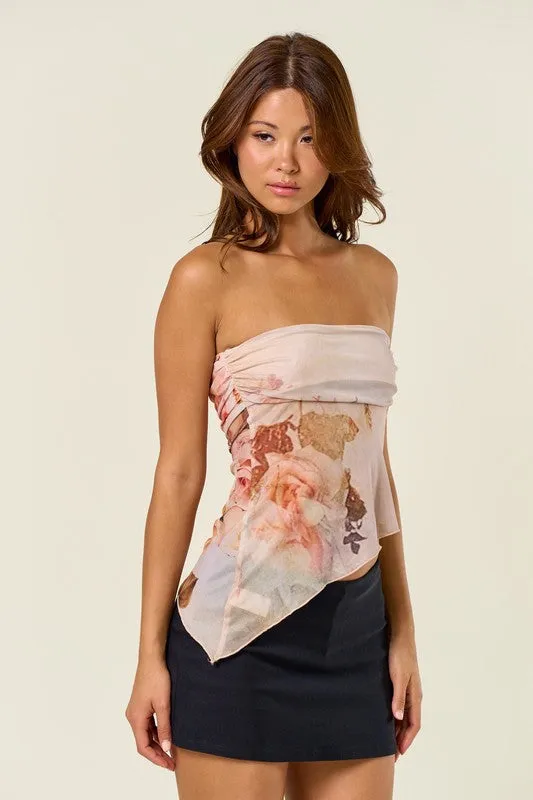 Renaissance Rose Mesh Scarf Top