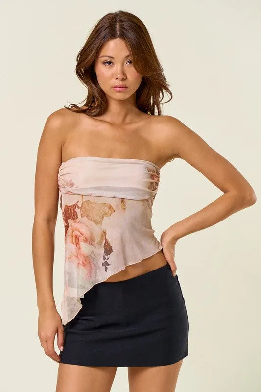Renaissance Rose Mesh Scarf Top