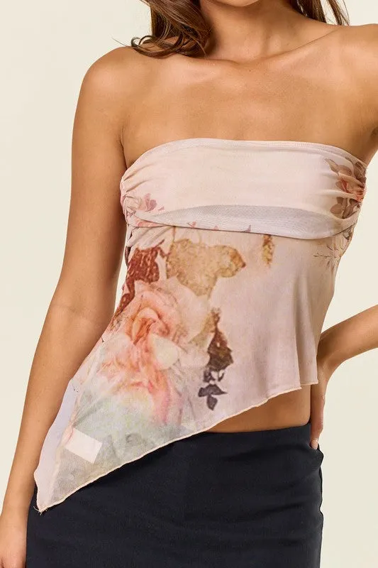 Renaissance Rose Mesh Scarf Top