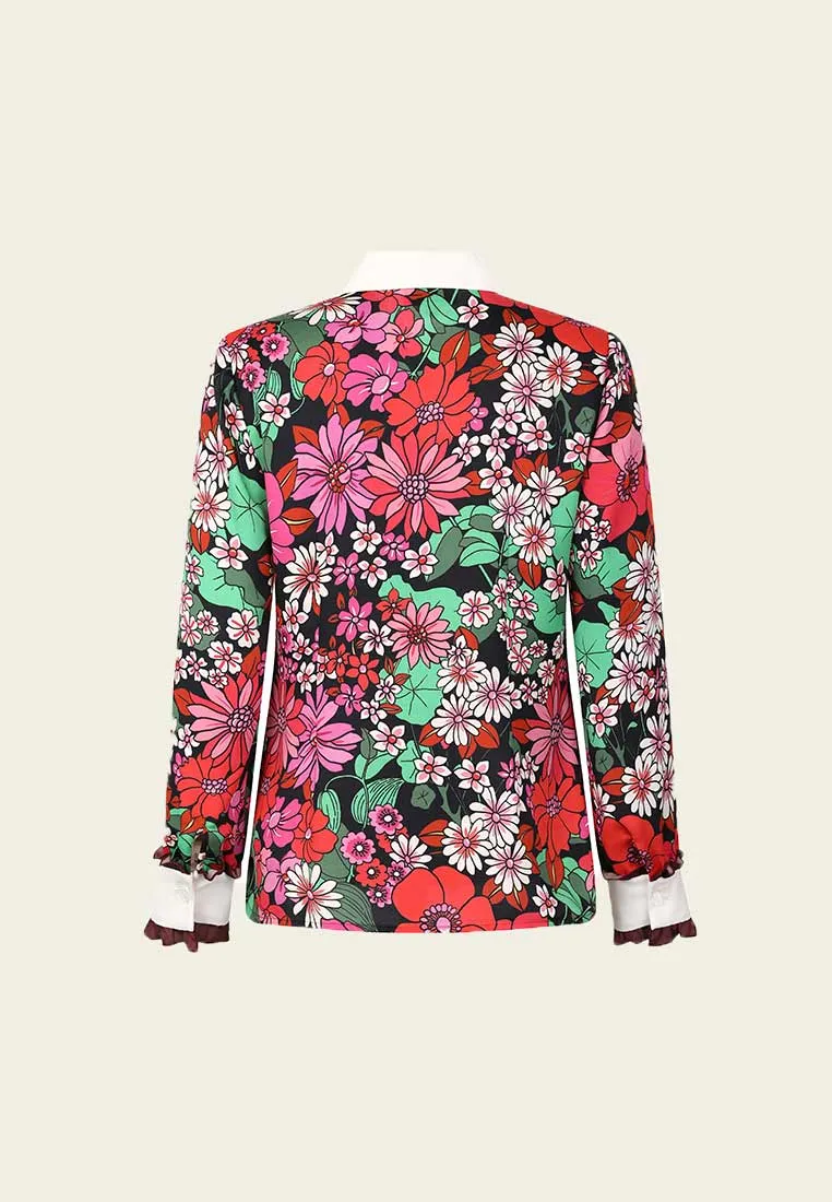 Retro Vivid Print Blouse