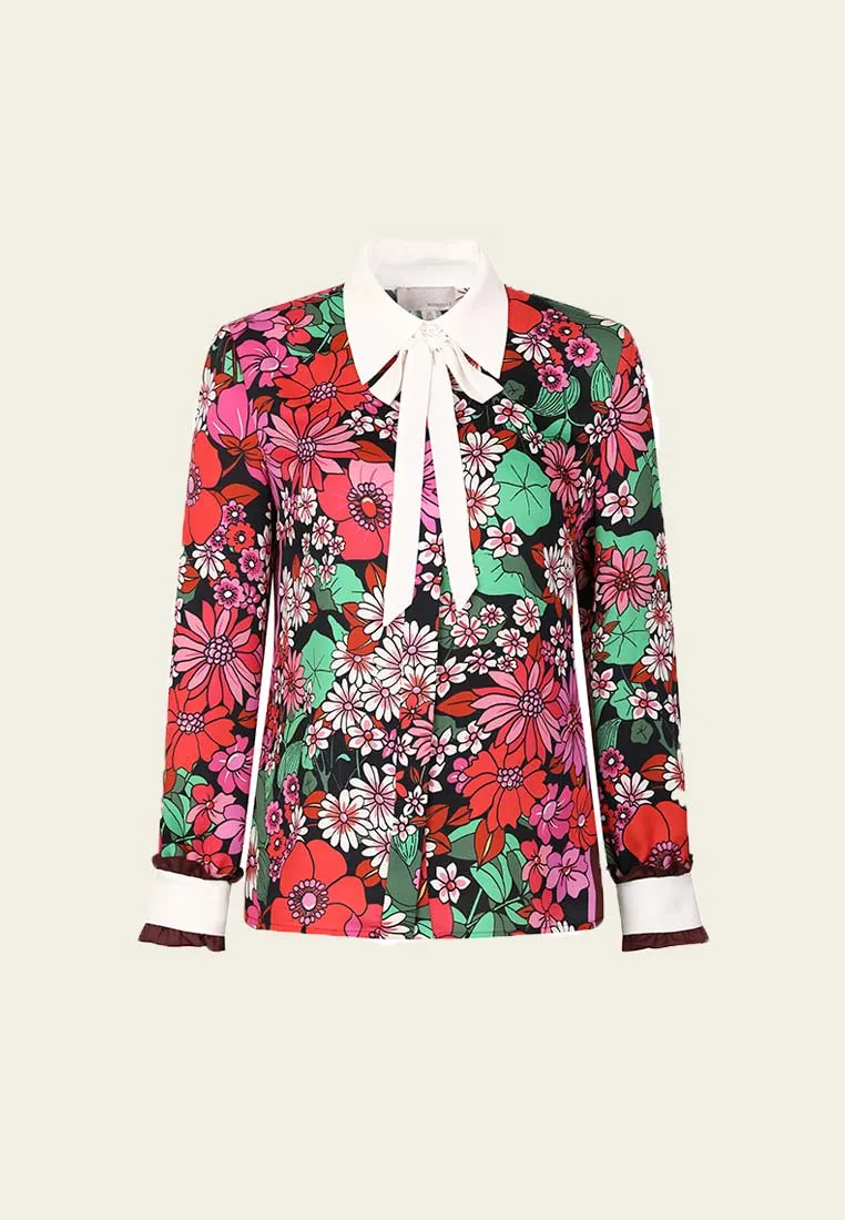 Retro Vivid Print Blouse