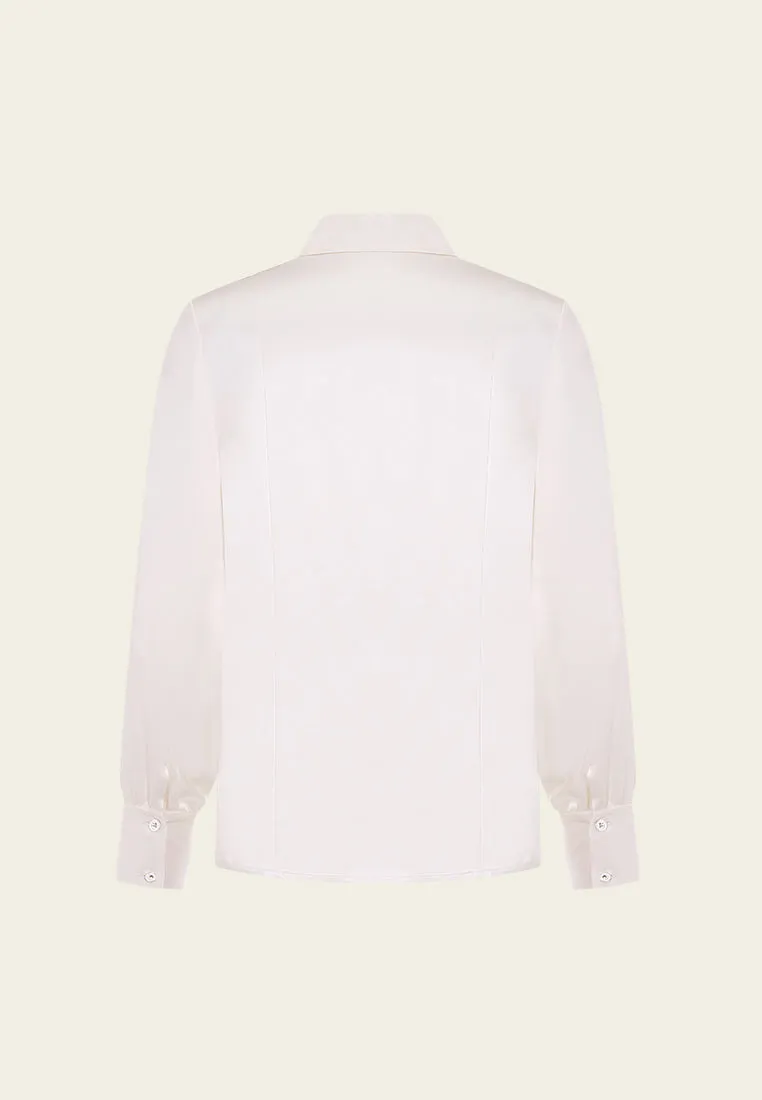 Rhinestones Satin Collar Shirt
