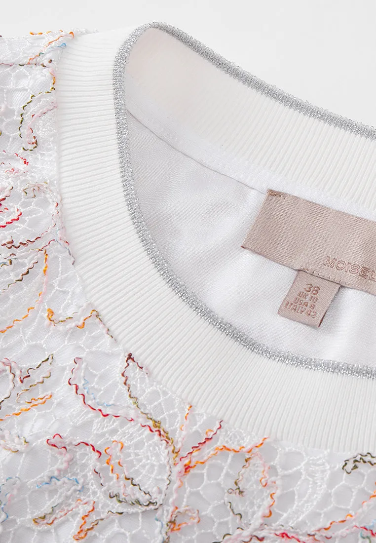 Ribbed Embellished-lace Shirt