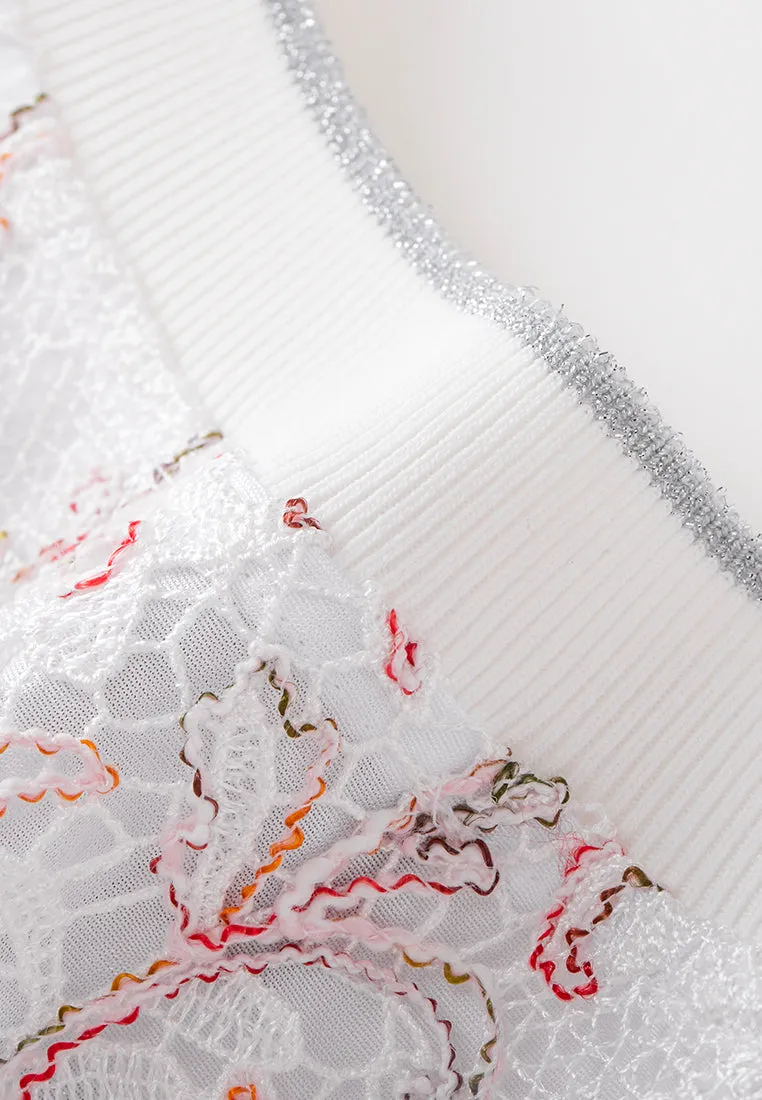 Ribbed Embellished-lace Shirt