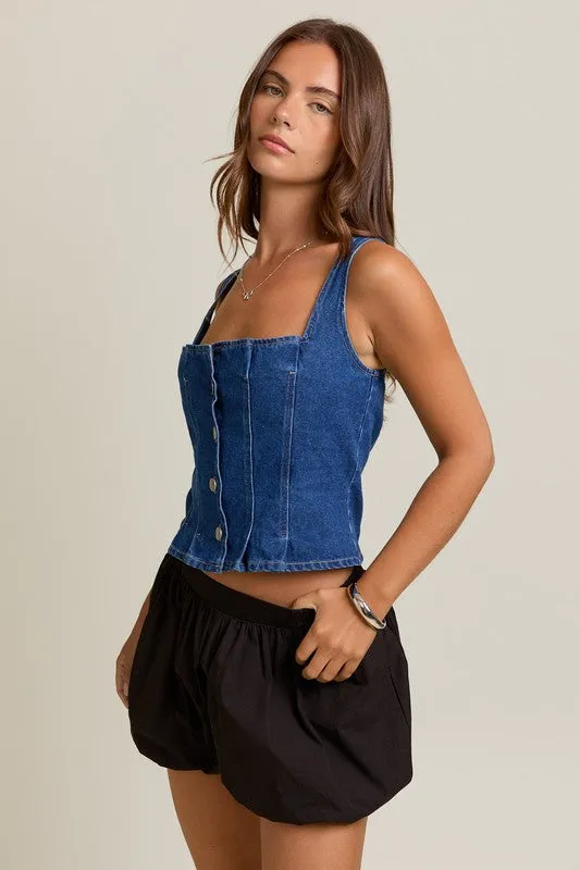 Rodeo Muse Pleated Denim Corset Top